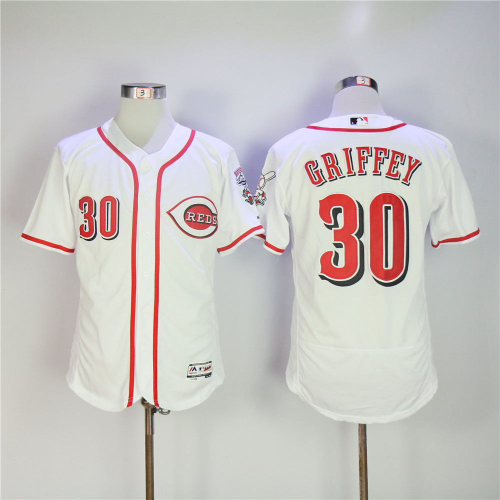 Men MLB Cincinnati Reds 30 Griffey white Flexbase jerseys